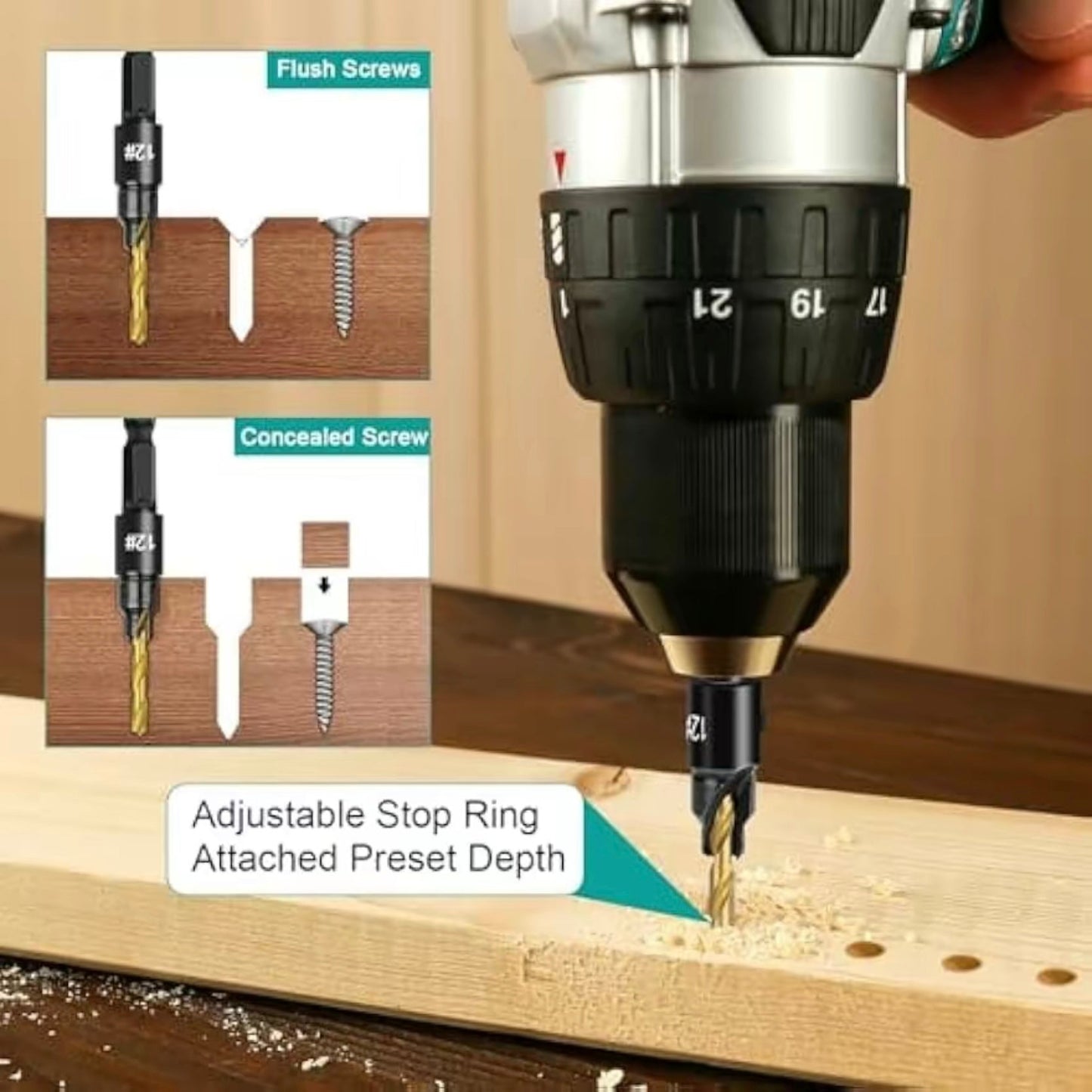 5PCS Countersink Drill Bit Set