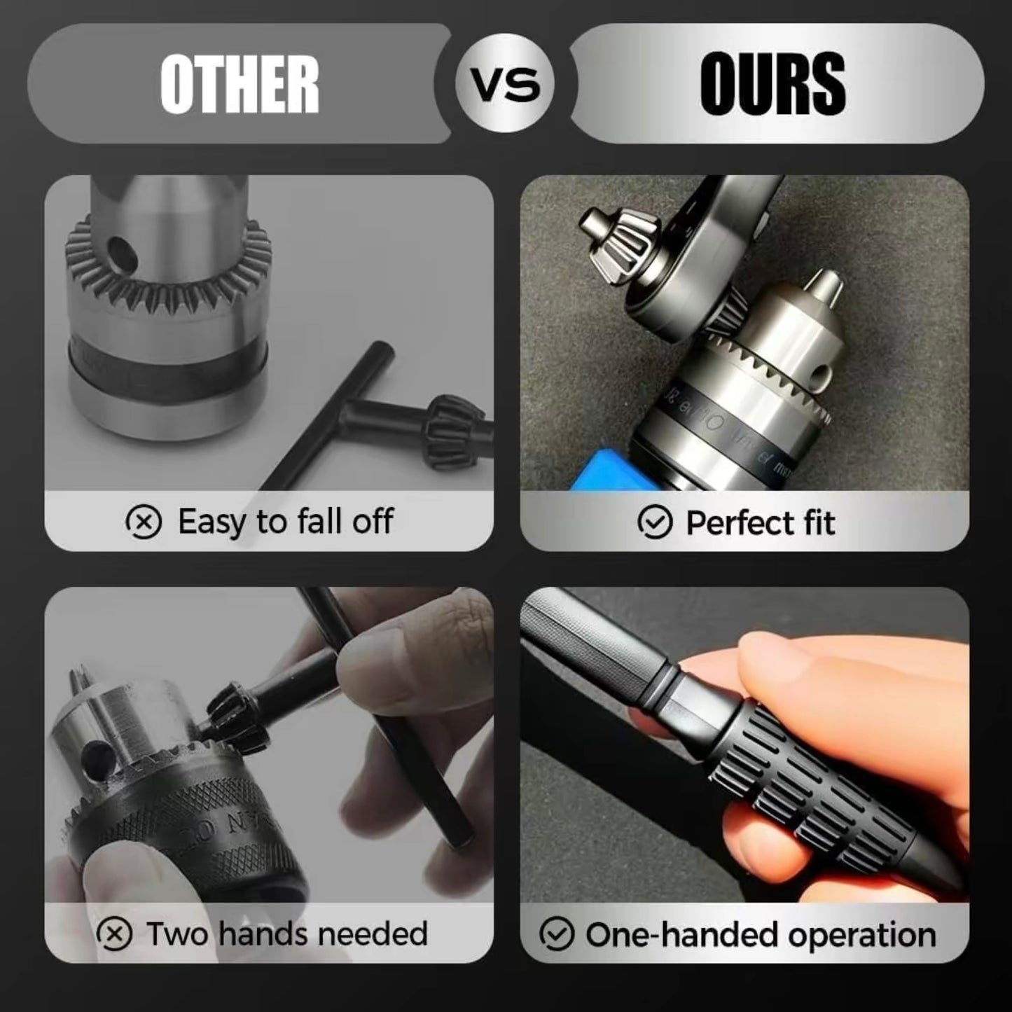 4 pcs iron drill wrench 3-in-1 ratchet drill chuck wrench set