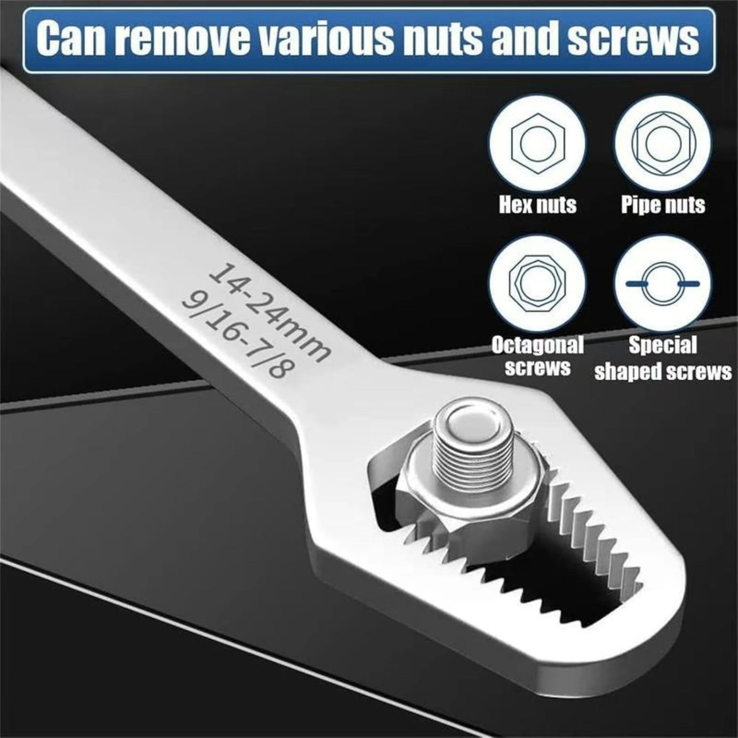 Universal Car Wrench,8-24mm Self-tightening Wrench