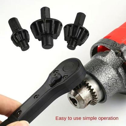 4 pcs iron drill wrench 3-in-1 ratchet drill chuck wrench set