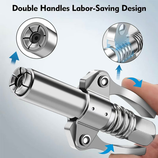 Double Handles Grease Gun Coupler Tip 6 Thickened Jaws