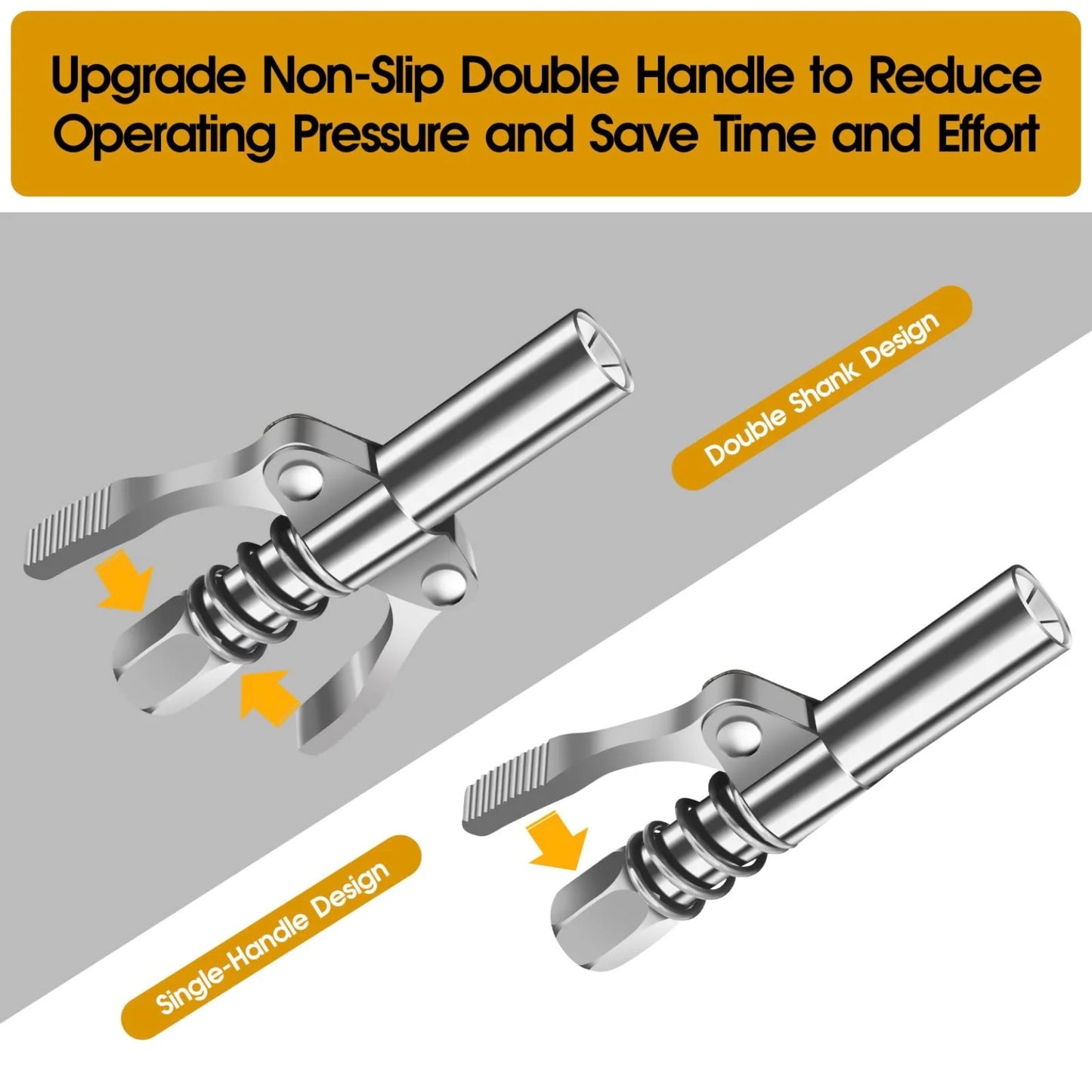 Double Handles Grease Gun Coupler Tip 6 Thickened Jaws