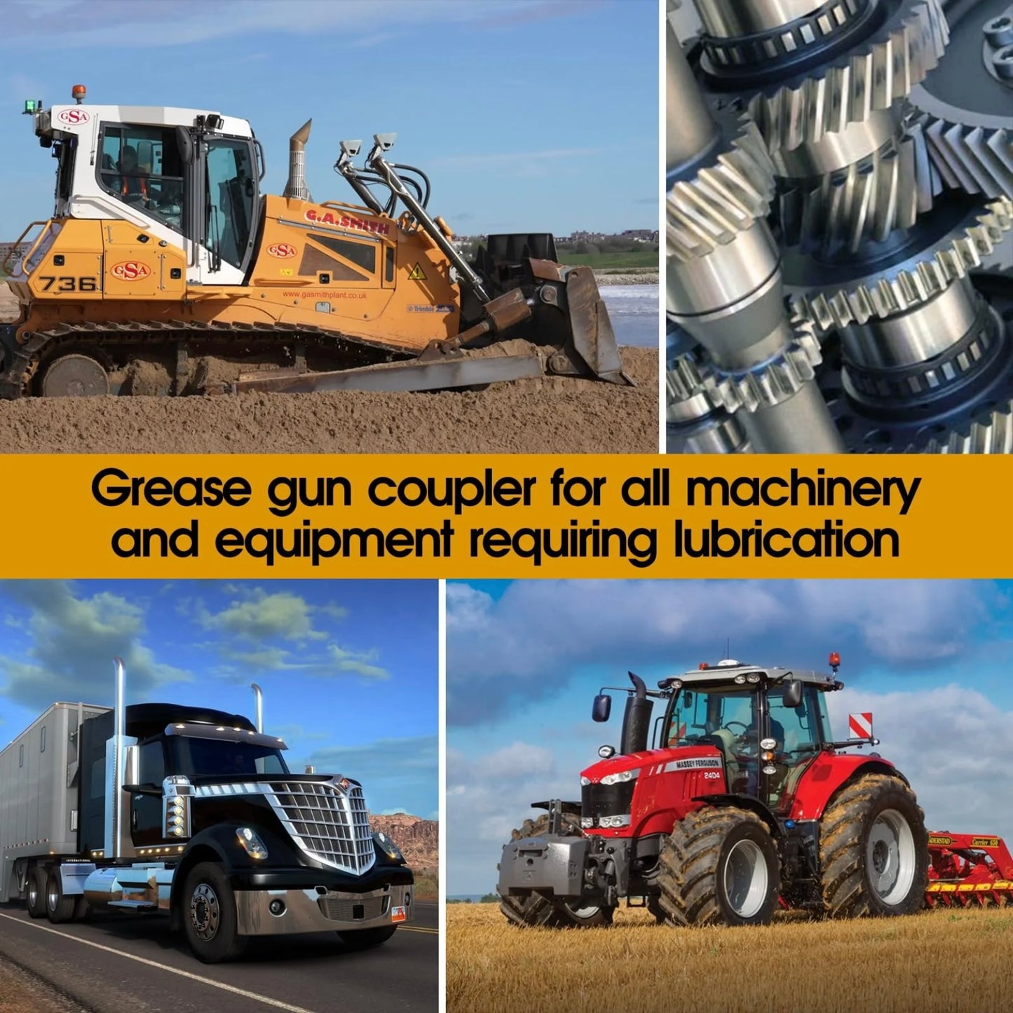 Double Handles Grease Gun Coupler Tip 6 Thickened Jaws