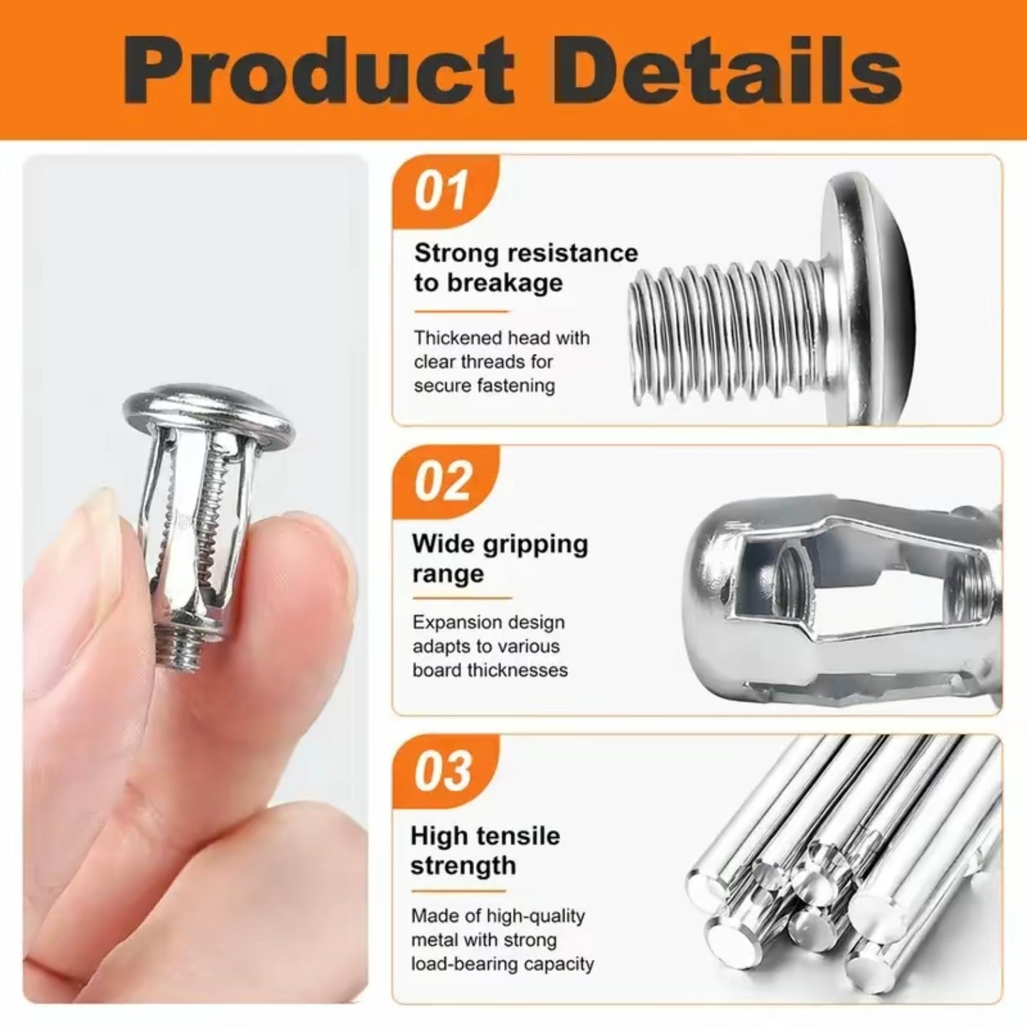 Button Rivet Locking Nuts Set - Heavy Duty Carbon Steel High Strength Industrial Hardware