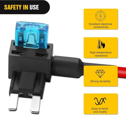 🔥50040R 12V Car Add-a-Circuit Fuse Adapter with Standard and Mini TAP Profile TAP Blade Fuse