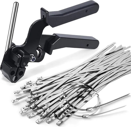 Stainless Steel Cable Tie Gun with Metal Zip Ties