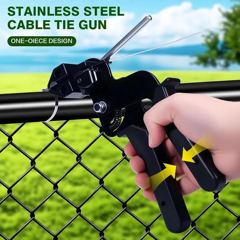Stainless Steel Cable Tie Gun with Metal Zip Ties