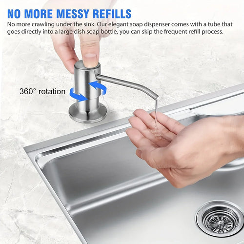 Built-In Kitchen Sink Soap Dispenser with Extension Tube